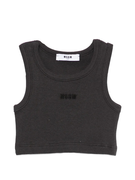  Msgm Kids Embroidered Top - Grey 