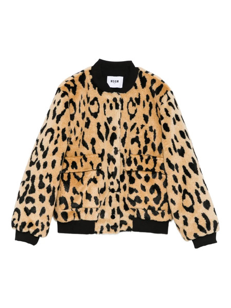  Msgm Kids Faux-fur Bomber Jacket - Neutrals 
