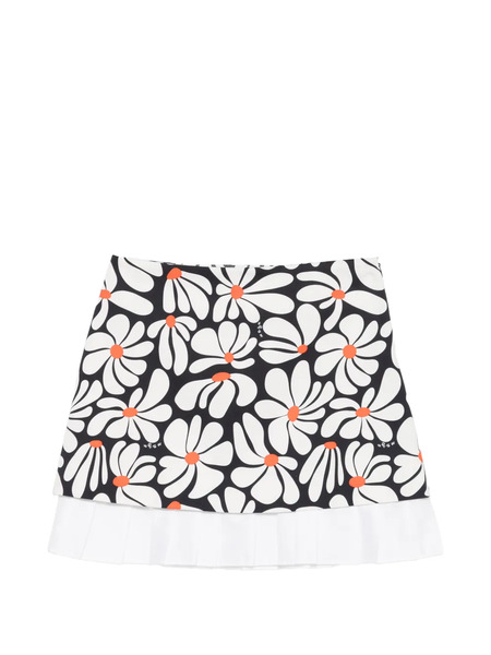  Msgm Kids Floral-print Pleated-hem Skirt - White 