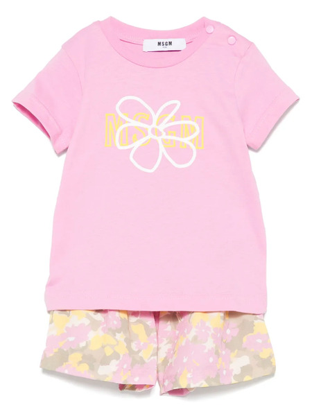  Msgm Kids Floral-print Shorts Set - Pink 