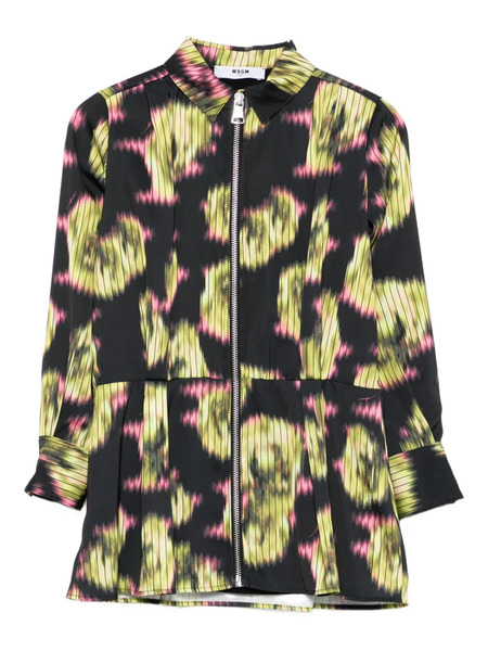  Msgm Kids Floral-print Zip-front Dress - Black 