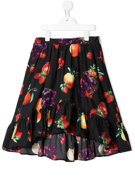  Msgm Kids Fruit-print Flared Skirt - Black 