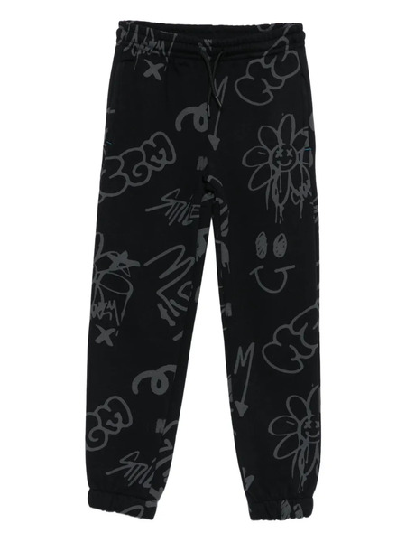  Msgm Kids Graffiti-print Track Pants - Black 