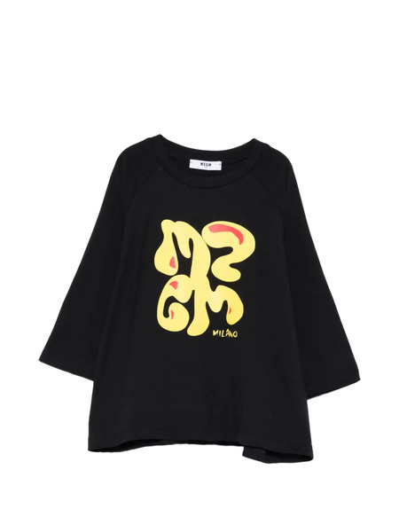  Msgm Kids Graphic-print Top - Black 