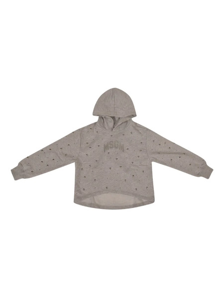  Msgm Kids Hooded Embellished Hoodie - Grey 