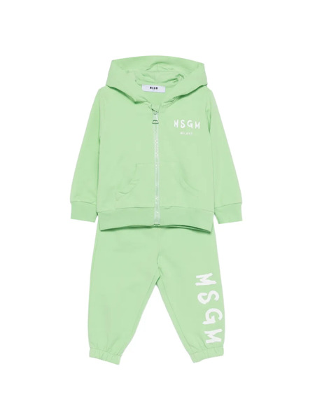  Msgm Kids Hooded Zip-up Tracksuit - Green 
