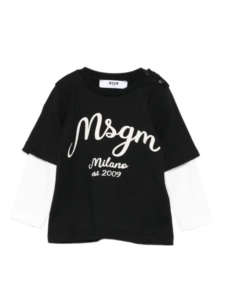  Msgm Kids Layered Logo-print T-shirt - Black 