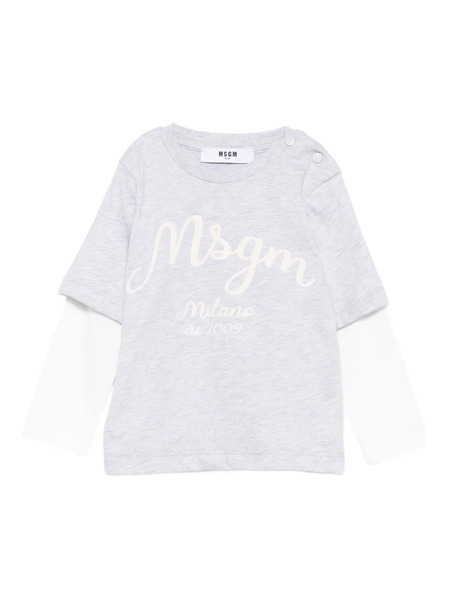  Msgm Kids Layered Logo-print T-shirt - Grey 