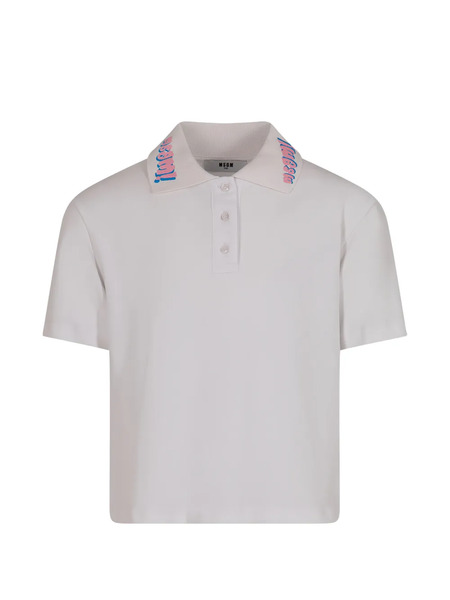 Msgm Kids Logo-collar Polo Shirt - White 
