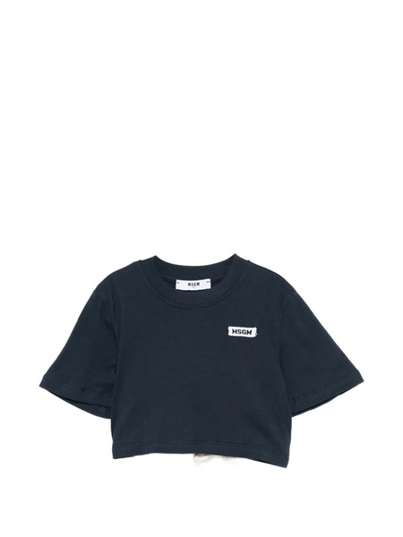  Msgm Kids Logo Crop T-shirt - Blue 