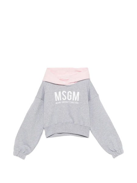  Msgm Kids Logo-detail Hoodie - Grey 