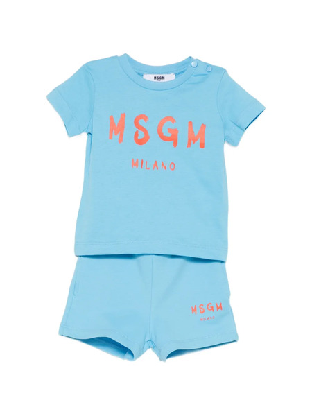  Msgm Kids Logo-detail Shorts Set - Blue 