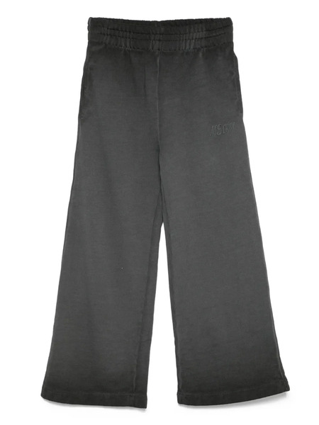  Msgm Kids Logo-embroidered Wide-leg Trousers - Grey 