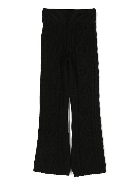  Msgm Kids Logo-patch Cable-knit Trousers - Black 