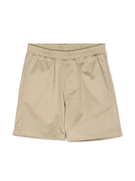  Msgm Kids Logo-patch Cotton Shorts - Neutrals 