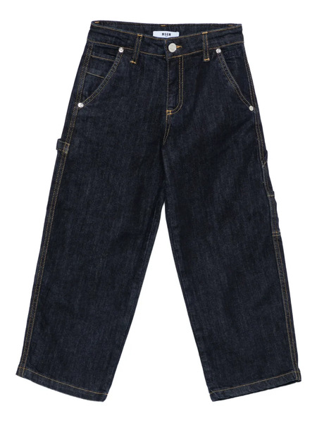  Msgm Kids Logo-patch Jeans - Blue 