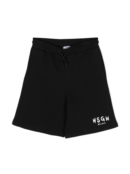  Msgm Kids Logo-print Cotton Shorts - Black 