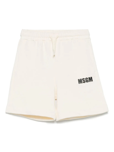  Msgm Kids Logo-print Cotton Shorts - White 