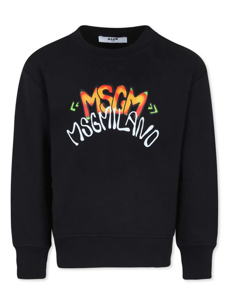  Msgm Kids Logo-print Cotton Sweatshirt - Black 