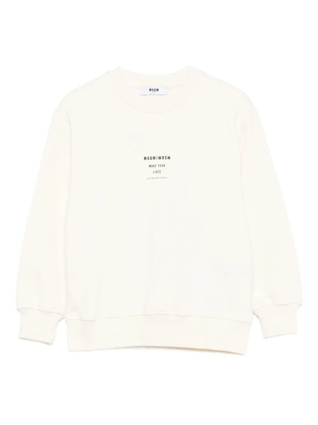  Msgm Kids Logo-print Cotton Sweatshirt - Neutrals 