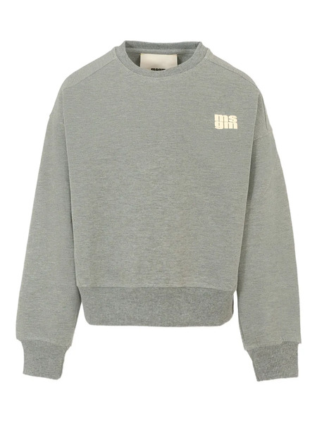  Msgm Kids Logo-print Crew-neck Sweatshirt - Grey 