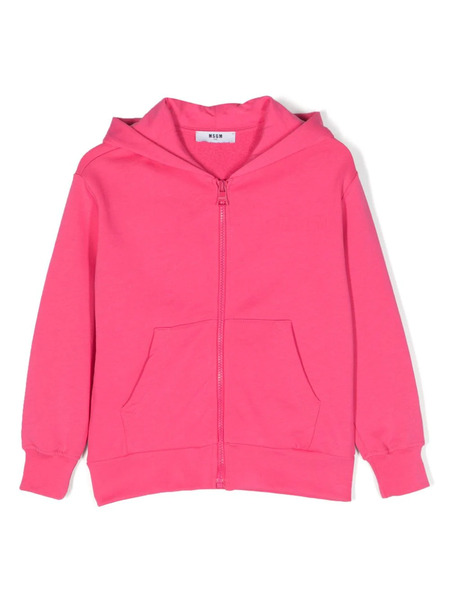  Msgm Kids Logo Print Hooded Jacket - Pink 