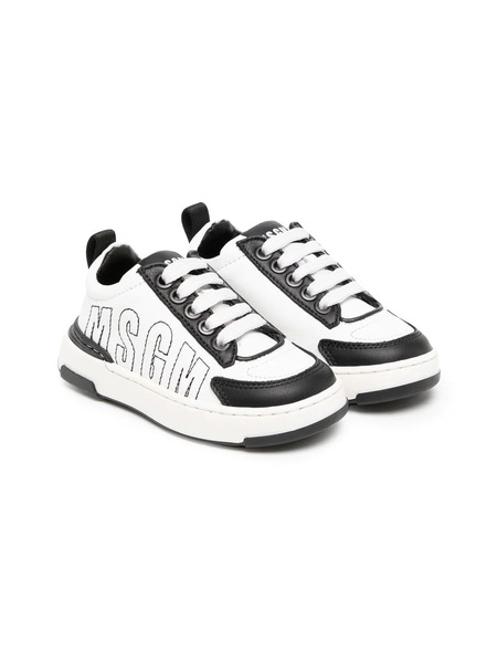  Msgm Kids Logo-print Lace-up Sneakers - White 