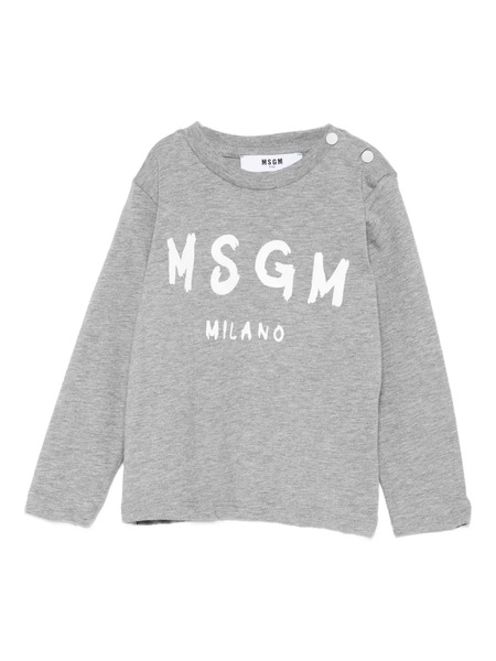  Msgm Kids Logo-print Long-sleeve T-shirt - Grey 