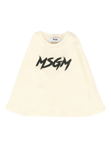  Msgm Kids Logo-print Long-sleeve T-shirt - Neutrals 