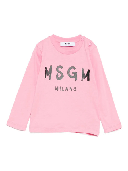  Msgm Kids Logo-print Long-sleeve T-shirt - Pink 