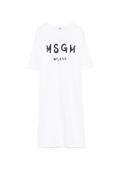  Msgm Kids Logo-print Mini Dress - White 
