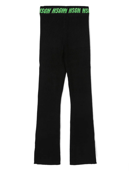  Msgm Kids Logo-print Ribbed Trousers - Black 