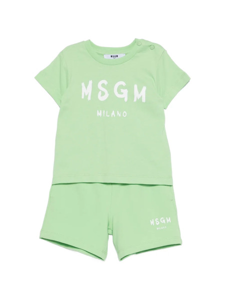 Msgm Kids Logo-print Short Set - Green 