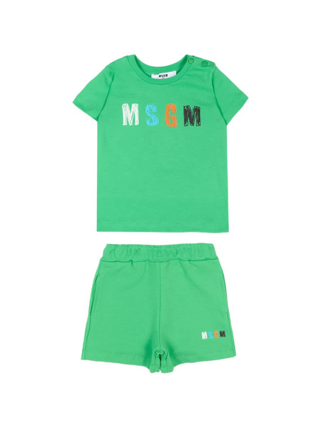  Msgm Kids Logo-print Shorts Set - Green 
