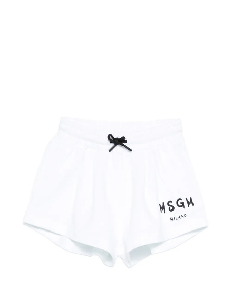  Msgm Kids Logo Shorts - White 