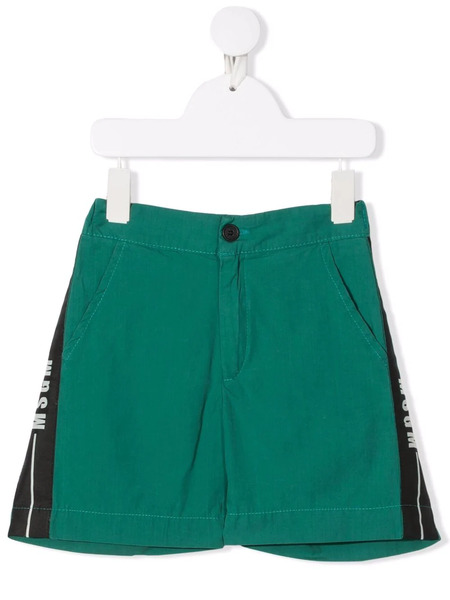  Msgm Kids Logo-tape Elasticated Shorts - Green 