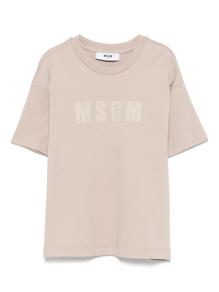  Msgm Kids Logo-tape T-shirt - Neutrals 
