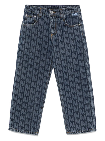  Msgm Kids Monogram Five-pocket Jeans - Blue 
