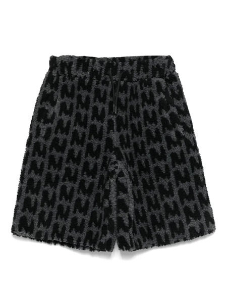  Msgm Kids Monogram Fleece Shorts - Black 