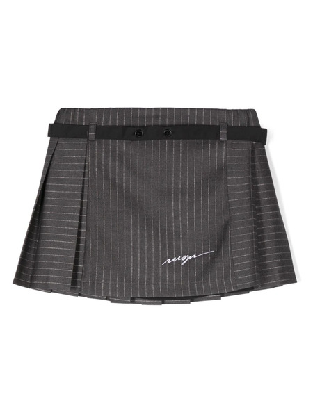  Msgm Kids Pinstriped Lurex Mini Skirt - Grey 