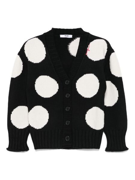  Msgm Kids Polka Dot Cardigan - Black 