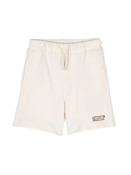  Msgm Kids Rubberised-logo Track Shorts - Neutrals 