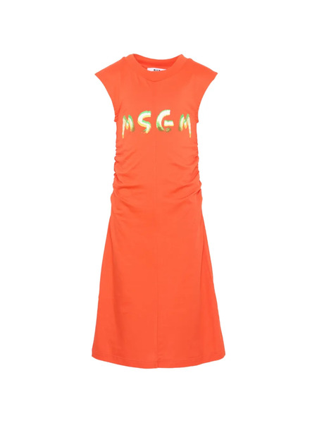  Msgm Kids Ruched Dress - Red 
