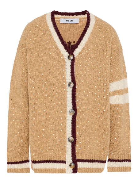  Msgm Kids Sequin Cardigan - Neutrals 