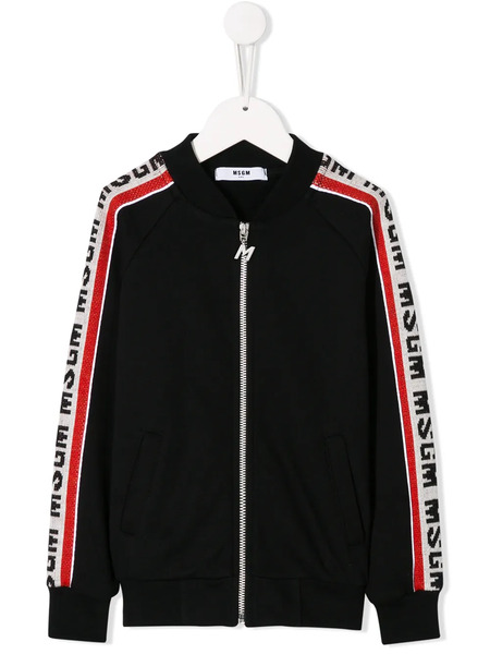  Msgm Kids Side Stripe Zipped Sweatshirt - Black 