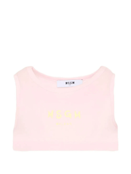  Msgm Kids Sleeveless Logo T-shirt - Pink 
