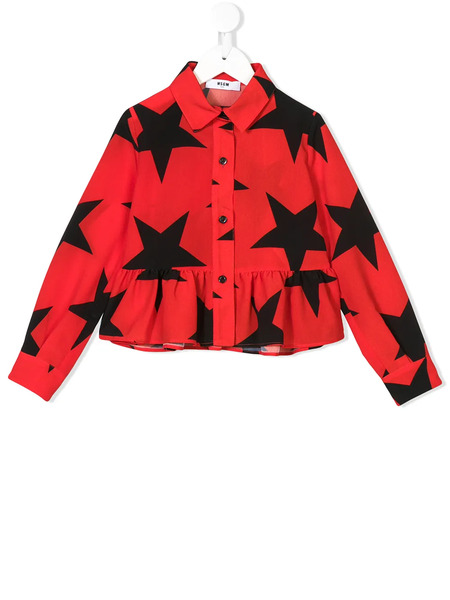  Msgm Kids Star-print Peplum Shirt - Red 