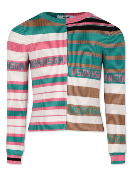  Msgm Kids Striped Sweater - Green 