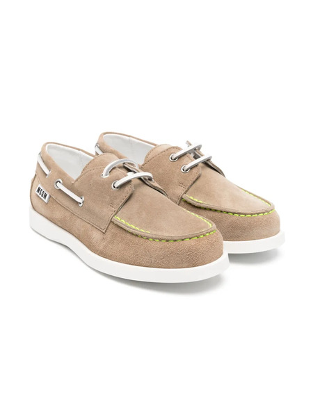  Msgm Kids Suede Boat Shoes - Neutrals 