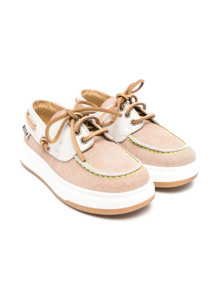  Msgm Kids Suede Boat Shoes - Neutrals 